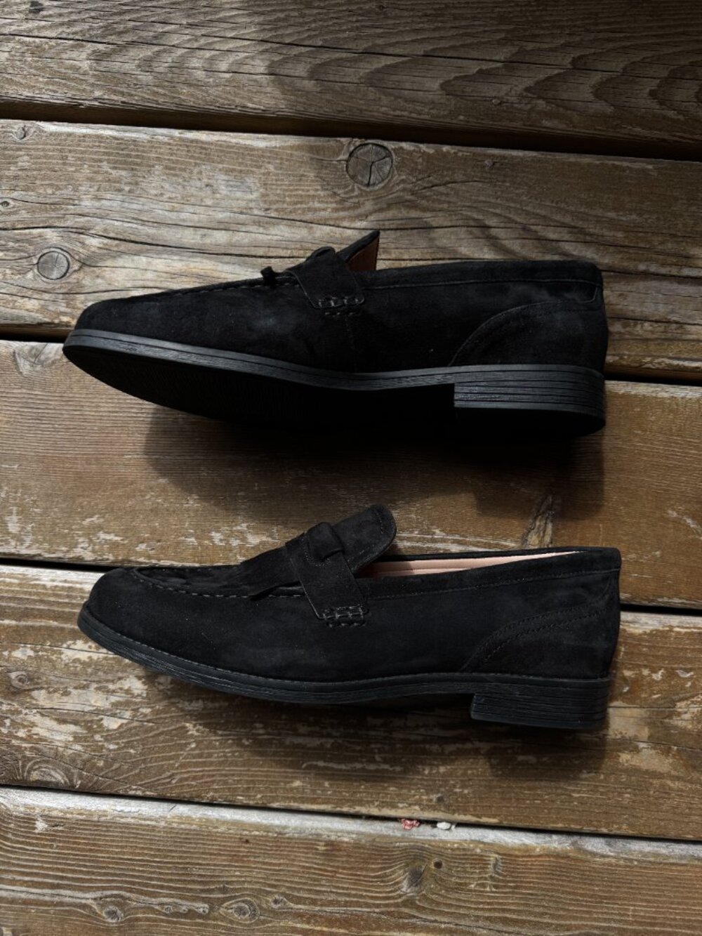 Cole Haan Black Nubuck Stassi Kiltie Fringe Slip On Loafer in Women's 10B - Picture 3 of 14